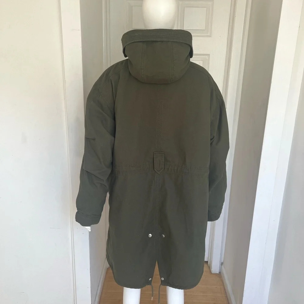 NWT Zadig & Voltaire Khaki Green Parka Coat Faux Shearling Lined Size Medium M - Picture 5 of 14